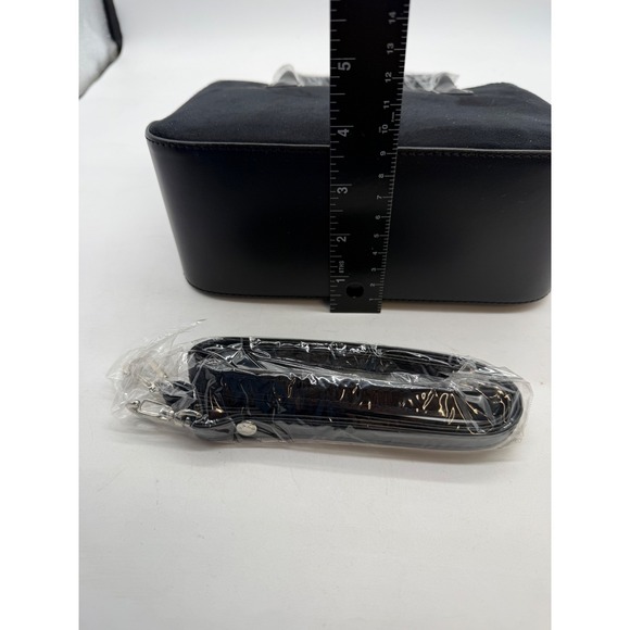 Black Faux Suede Tote Bag with Top Handles and Shoulder Strap - Picture 12 of 12